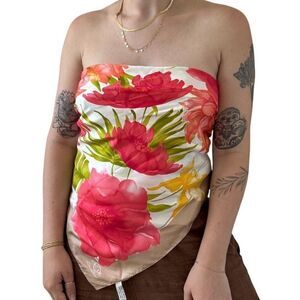 Vintage Oscar De La Renta Floral Bohemian 100% Silk Scarf Wrap